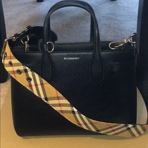 Burberry Derby Leather Smooth Trim Small Tote
